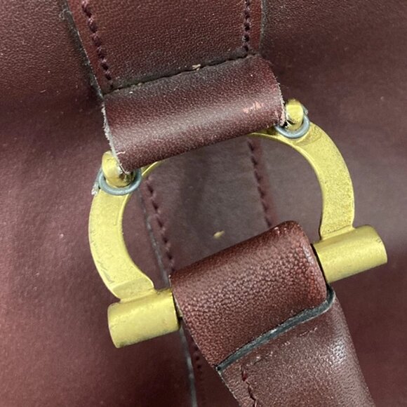 MUST DE CARTIER 2C Logo Hand Shoulder Bag Travel Leather Red 158-082225 - Picture 11 of 16